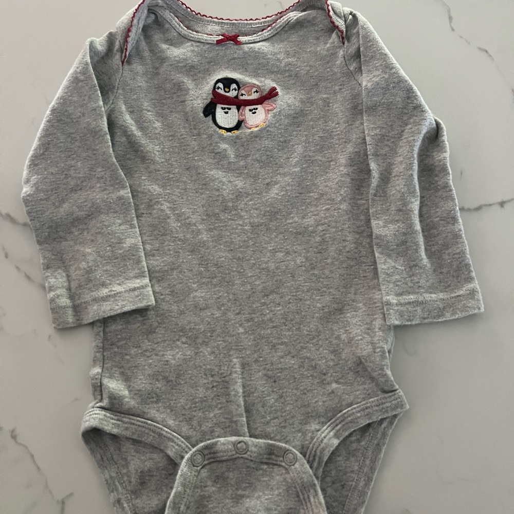 Carter's Gray Bodysuit with Penguin Trio
